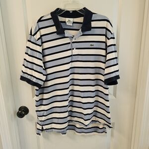 Lacoste Men's Striped Polo Shirt Navy / Light Blue / White | Size 8 / XXL